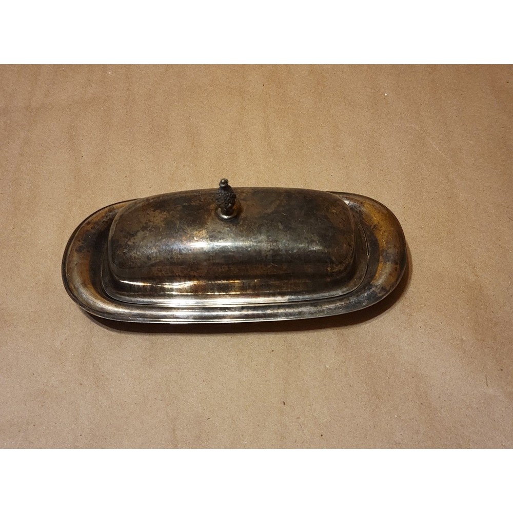 Vintage WM Rogers Silverplate Butter Dish with Glass Insert